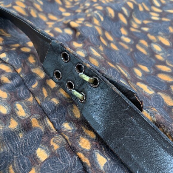 Vintage 50s Brown Printed Belted Sheath Wiggle Bombshell Dress S/M - Picture 8 of 12